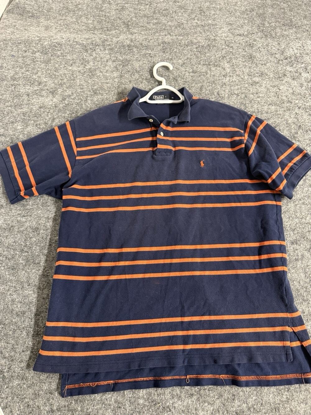 Polo Ralph Lauren Shirt Men Extra Large Vintage Blue Striped Short Sleeve N300